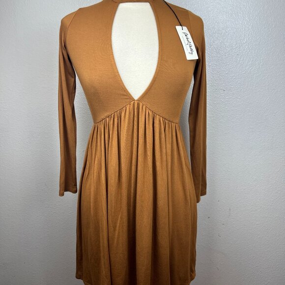 NWT RACHEL PALLY Lianne Mustard Cut Out Keyhole Long Sleeve Dress Size XS - Picture 1 of 10